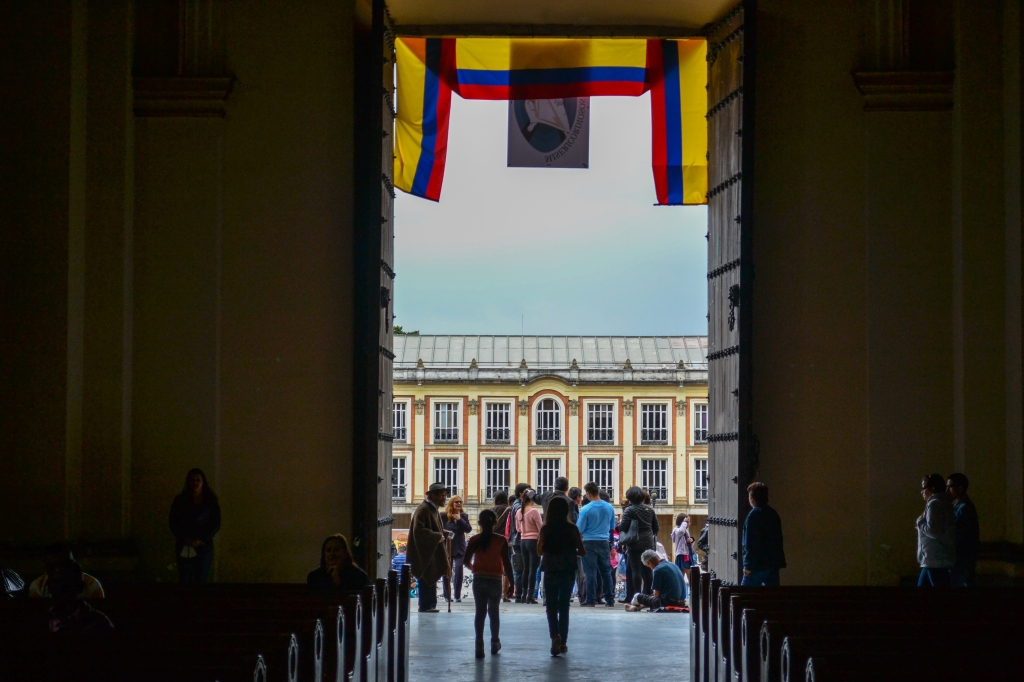 From inside the cathedral looking towards Plaza de Bolivar